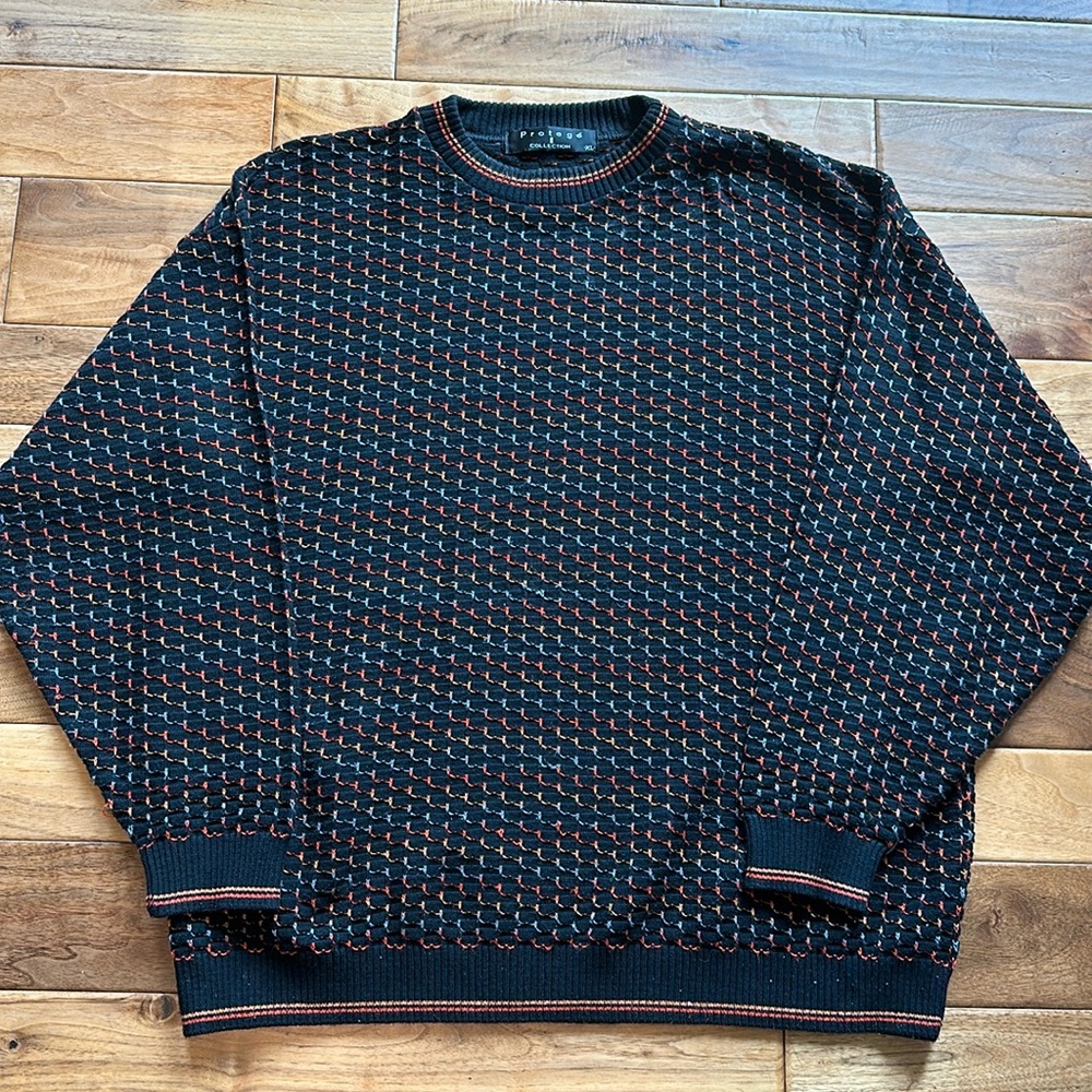 Vtg Protege abstract Coogi like 3D sweater
